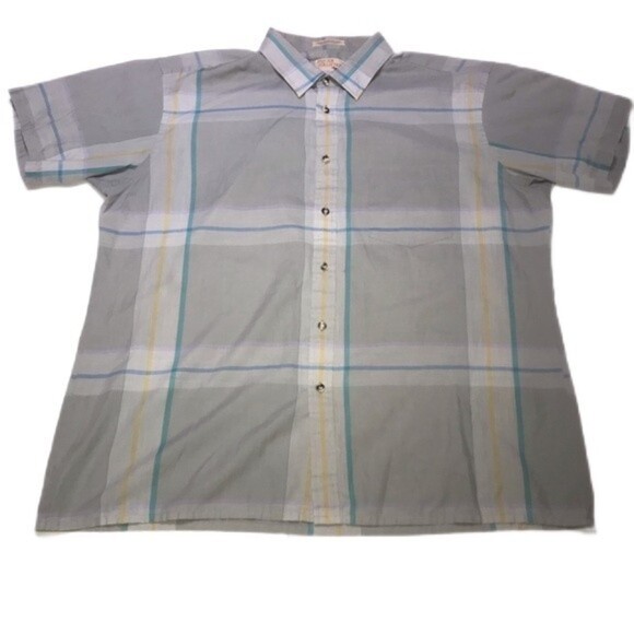 The Fox Collection Men’s Single Needle Short Sleeve Button Up Shirt Gray Size XL - Picture 1 of 5